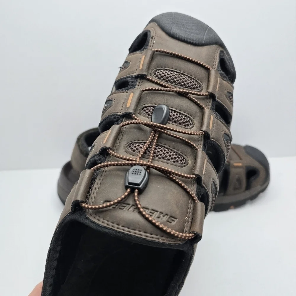 Skechers | Tresman Outseen brown leather Gorpcore closed toe sandals | MENS 12